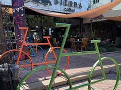 02B Colourful bicycle sculptures outside Sierra Coffee on Manas Ave in Bishkek Kyrgyzstan